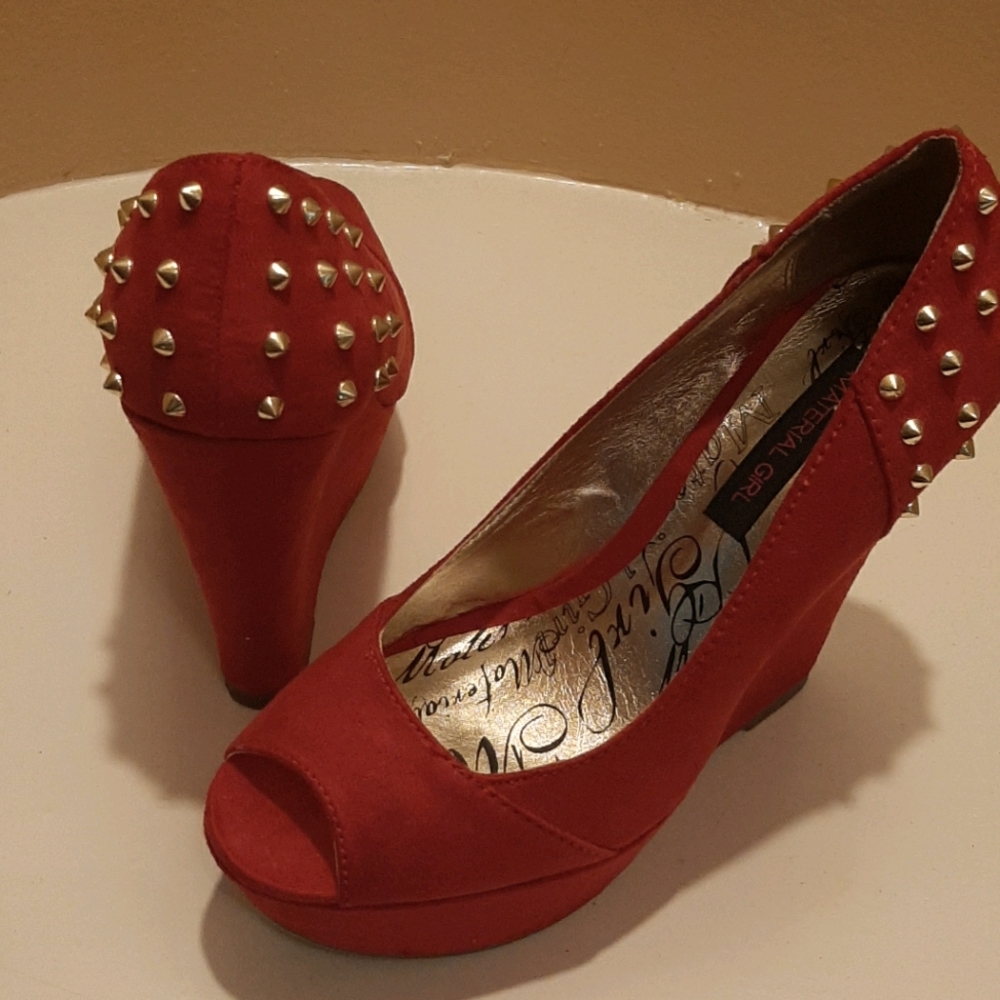 Women Peep Toe Spiked Wedges